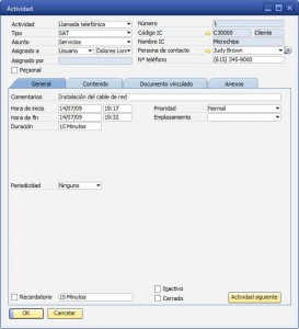 Actividades en SAP Business One